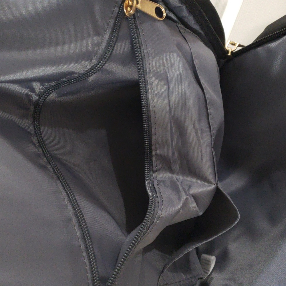 Black Nylon Daypack Backpack – Gold Zipper Accents, Lightweight Travel Bag - Picture 10 of 12